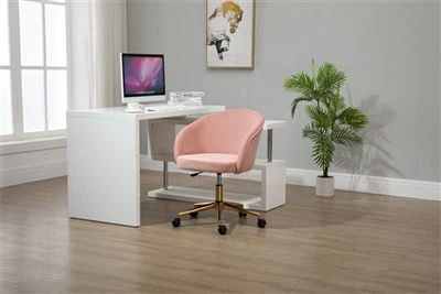 Sedia da scrivania rosa con gambe dorate